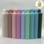 Lumânare Turnată Drept Striat Albă
