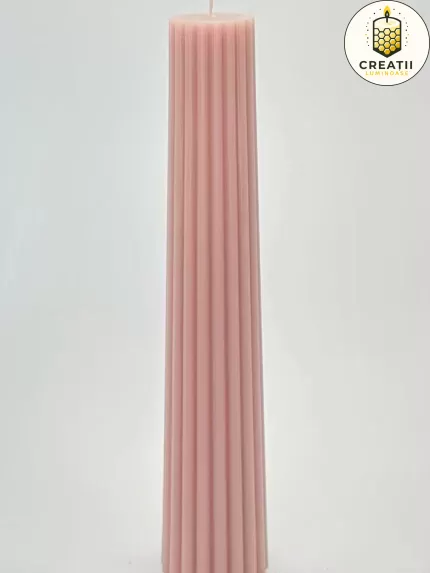 Lumânare Turnată Conic Striat Nude