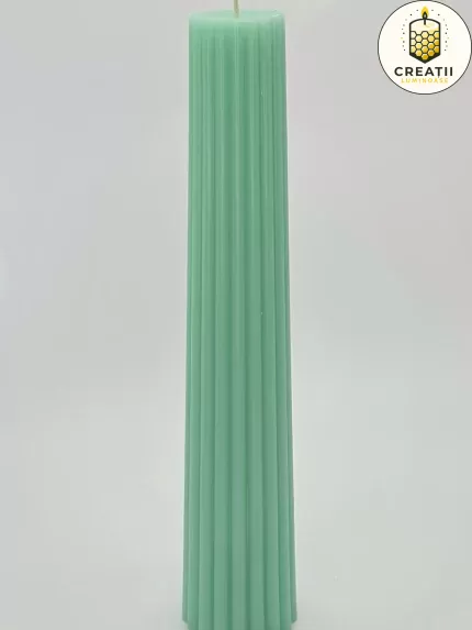 Lumânare Turnată Conic Striat Verde Baby