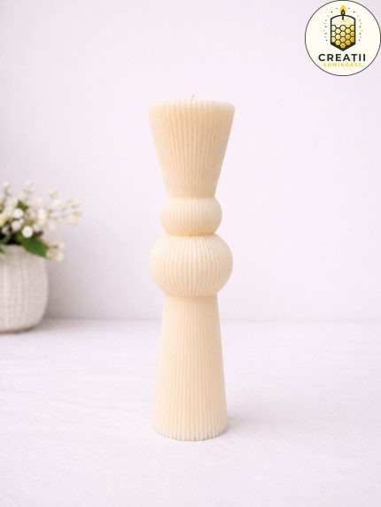 Lumânare Turnată Striate Clepsidră Ivory