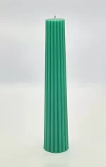 Lumânare Turnată Conic Striat Verde Smarald