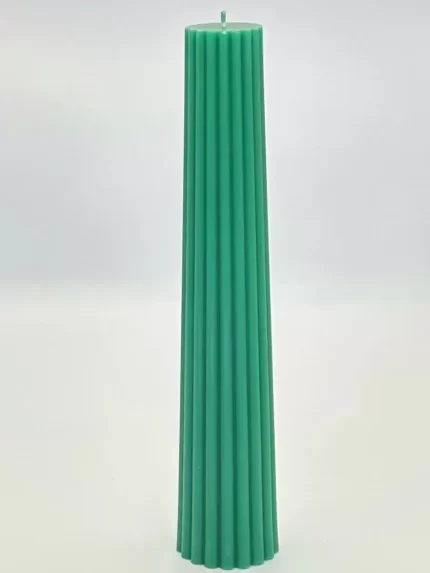 Lumânare Turnată Conic Striat Verde Smarald