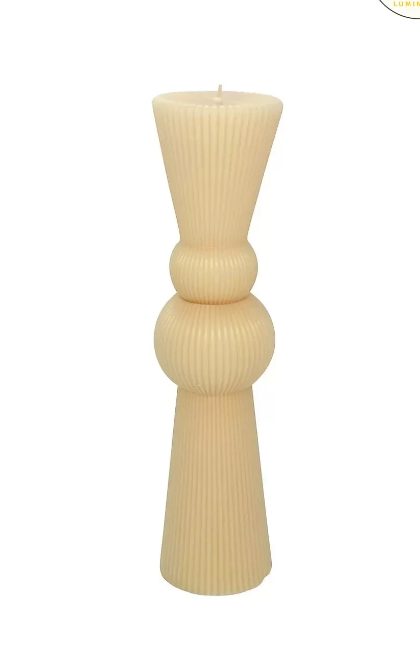 Lumânare Turnată Striate Clepsidră Ivory