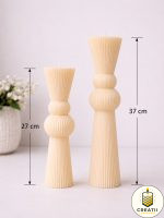 Lumânare Turnată Striate Clepsidră Ivory