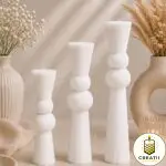 Lumânare Turnată Striate Clepsidră Albă