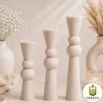 Lumânare Turnată Striate Clepsidră Bej