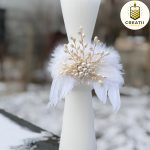 Lumânare clepsidră cu aripi de înger și broșă de perle