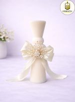 Lumânare Clepsidră Ivory Fundă Ivory și broșă