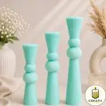 Lumânare Turnată Striate Clepsidră Turcoaz