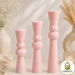 Lumânare Turnată Striate Clepsidră Roz