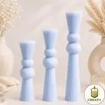 Lumânare Turnată Striate Clepsidră Albastru Baby