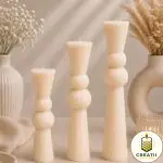 Lumânare Turnată Striate Clepsidră Ivory
