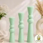 Lumânare Turnată Striate Clepsidră Verde baby