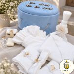 Trusou de botez premium din muselină bleu