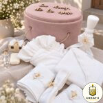 Trusou de botez premium din muselină roz