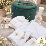 Trusou de botez premium din muselină verde