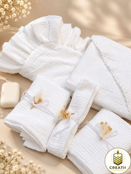 Trusou de botez premium din muselină  