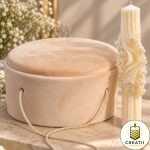 Cutie Premium Trusou Botez Roz Lumânare Decorată