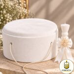 Cutie Premium Trusou Botez Albă Lumânare Decorată
