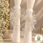 Set Lumânări Clepsidră Decorate cu Perle